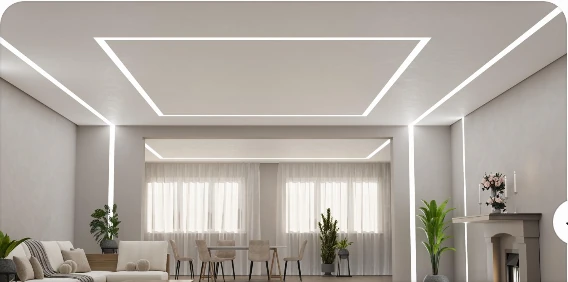 Wizualizacja nowoczesnego wnętrza z sufitem LED